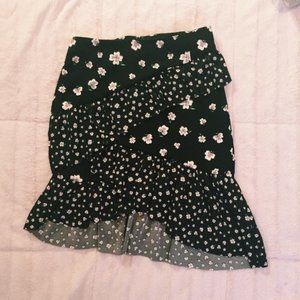 H&M Floral Ruffle Asymmetrical Skirt
